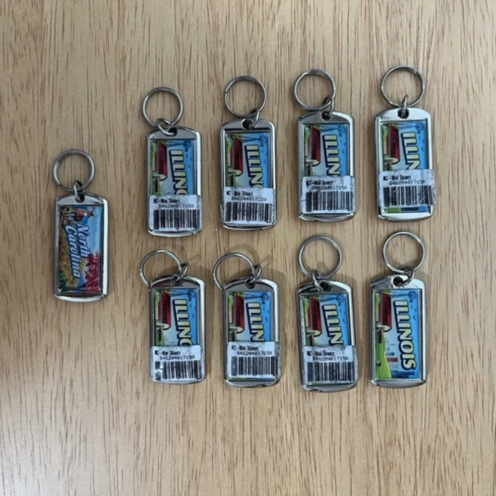 Illinois North Carolina Personalized Name Assorted Keychains MINI‎ SHINERZ
